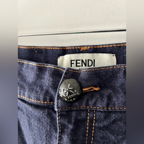 FENDI Dark Wash Pocket Logo Jeans - Picture 3 of 16